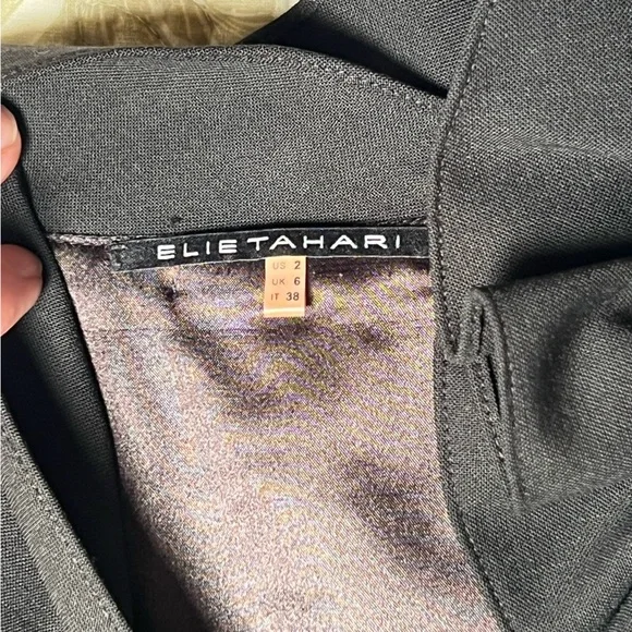 Elie Tahari Sleeveless Wool Dress Blazer Asymmetrical Ruffle Neckline size 2 - Picture 2 of 11